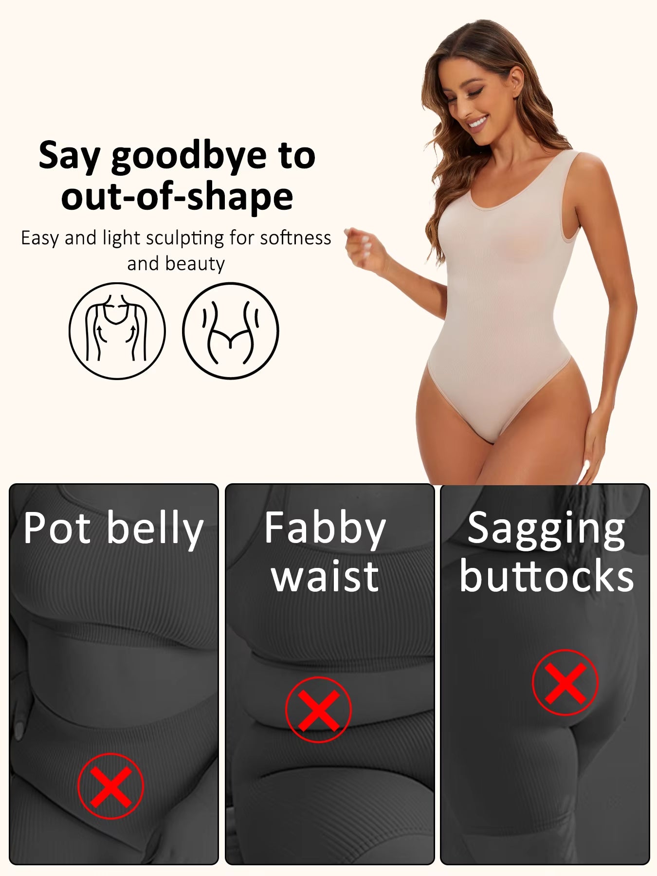 Shapewear Bodysuit Thong Fajas Body Shaper for Women Seamless Light Tummy Control Slimming Flat Belly Underwear Open Crotch